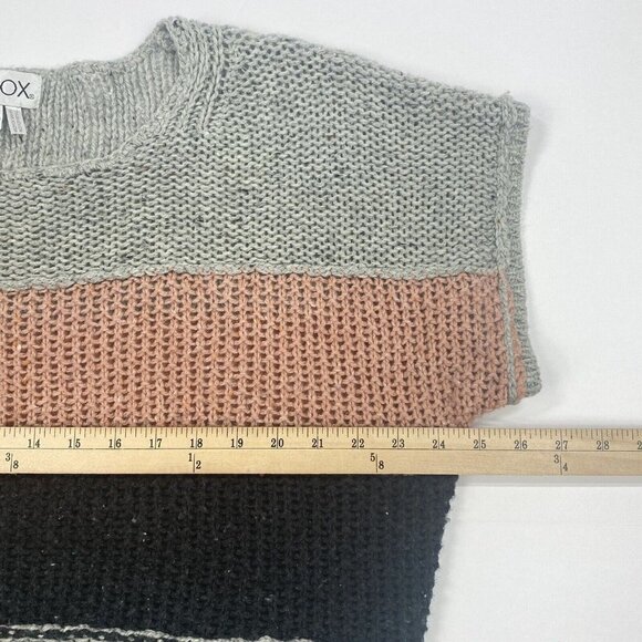 Wildfox Women’s Estate Stripe Open Weave Sweater Sz S Gray Pink Navy - Picture 6 of 9